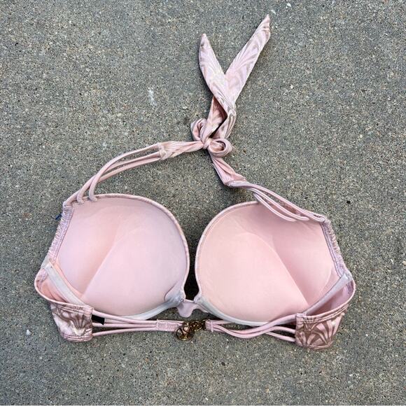 Victoria’s Secret  36C Bombshell Pink Peach Gold Shell Foil Bikini Top - Picture 6 of 6
